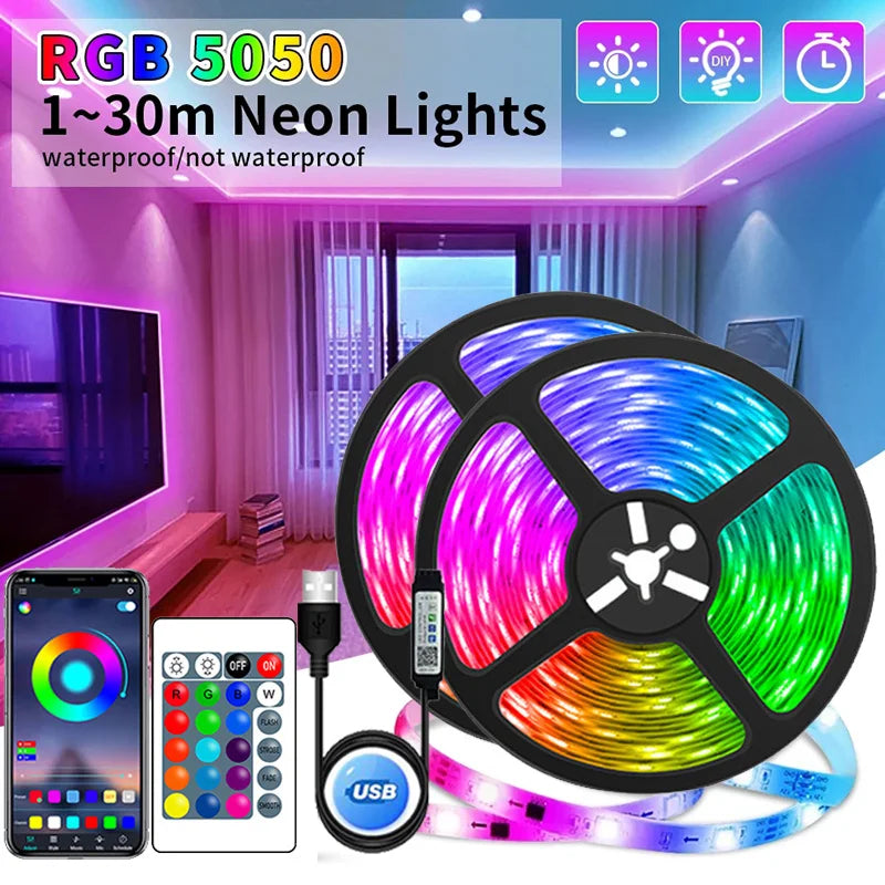 USB RGB LED Strip Lights – App Controlled, Colour Changing, Flexible Tape for TV & Room Decor