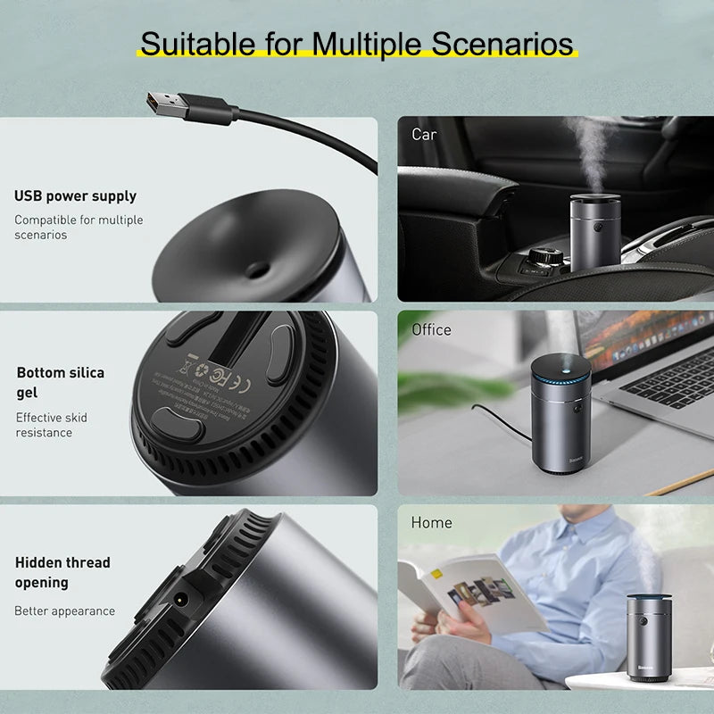 Car Aroma Diffuser & Humidifier – LED Air Freshener and Purifier for Auto Aromatherapy