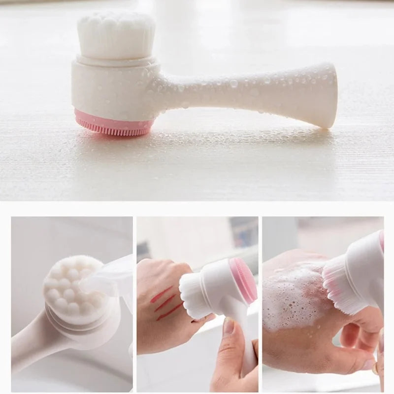 SilkGlow 3D Dual-Sided Silicone Facial Cleansing & Exfoliating Brush
