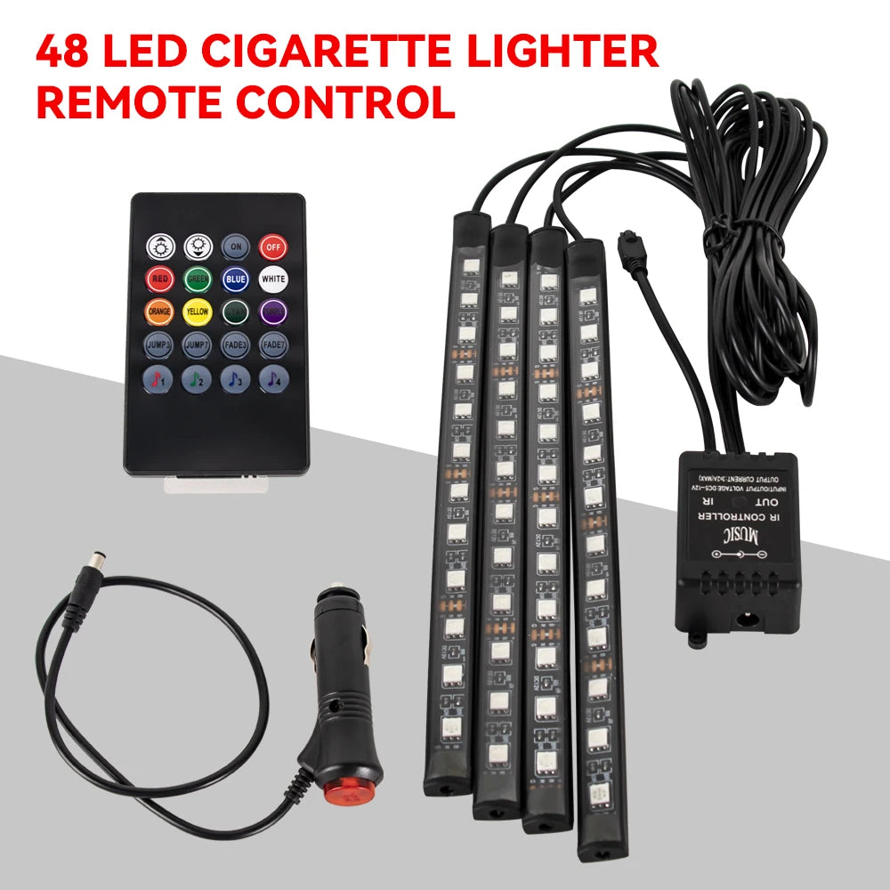 RGB Neon Car Interior LED Light – USB, App & Remote Control, Music Sync Ambient Lamp