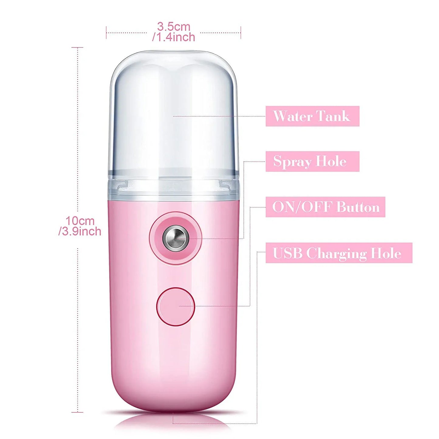 Mini Nano Facial Steamer – 30ml Portable Cool Mist Hydration Sprayer (Rechargeable & Wireless)