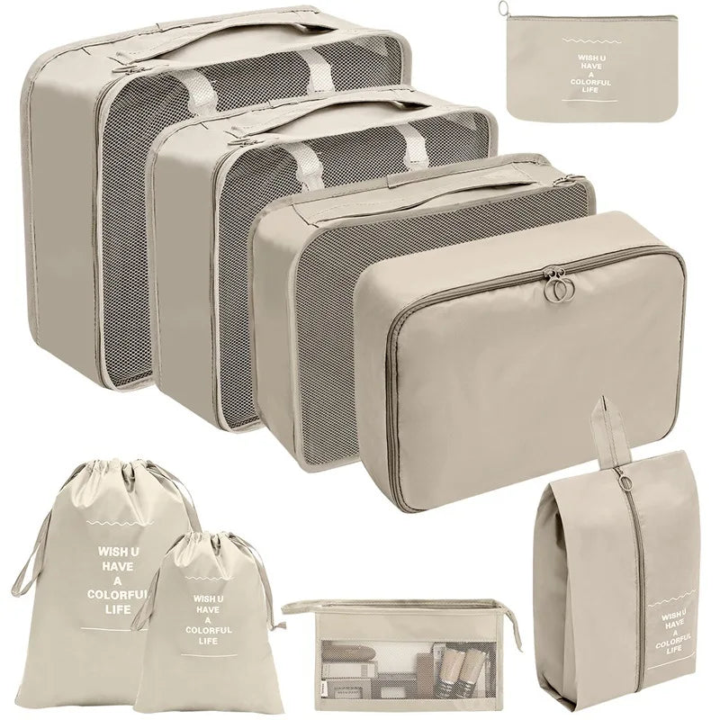 Travel Organizer Packing Cube Set – Up to 10 Pieces for Clothes, Shoes & Luggage