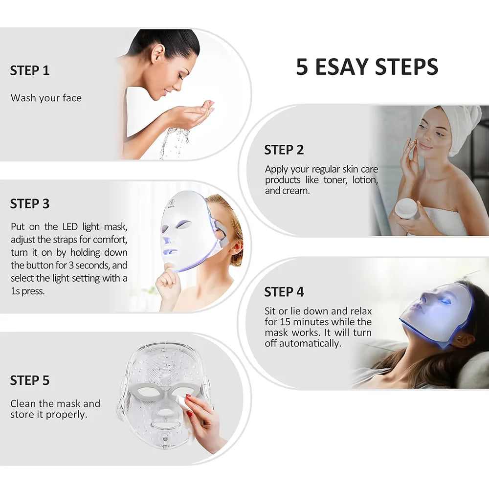 7-Color LED Light Therapy Facial Mask – For Skin Rejuvenation, Acne & Wrinkle Care
