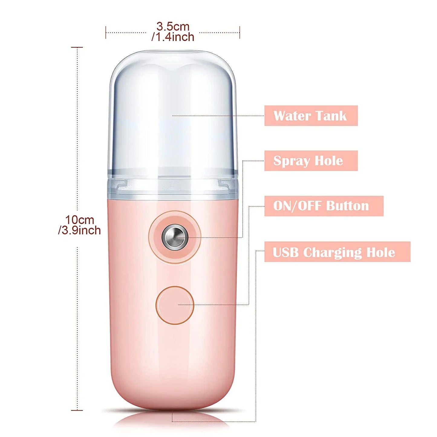 Mini Nano Facial Steamer – 30ml Portable Cool Mist Hydration Sprayer (Rechargeable & Wireless)