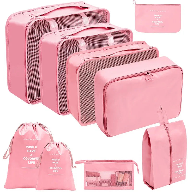 Travel Organizer Packing Cube Set – Up to 10 Pieces for Clothes, Shoes & Luggage