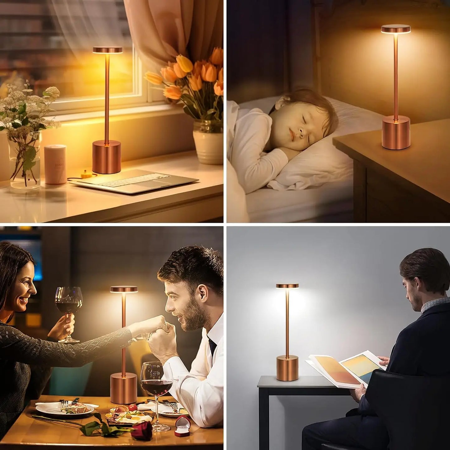 LED Touch Table Lamp – Rechargeable Wireless Night Light