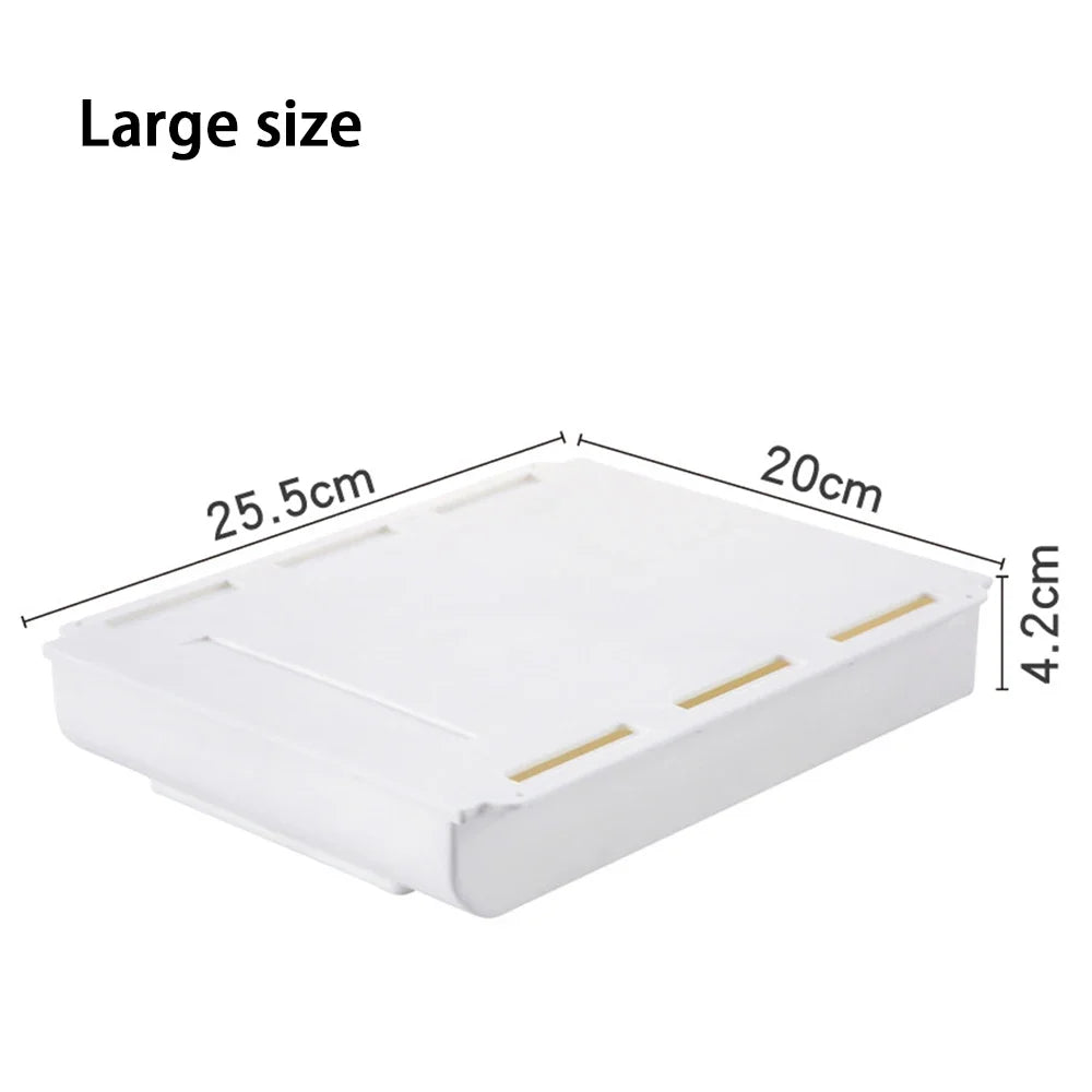 Hidden Under-Desk Storage Drawer – Self-Adhesive Organizer for Stationery & Accessories