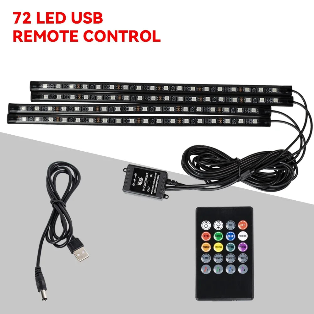 RGB Neon Car Interior LED Light – USB, App & Remote Control, Music Sync Ambient Lamp