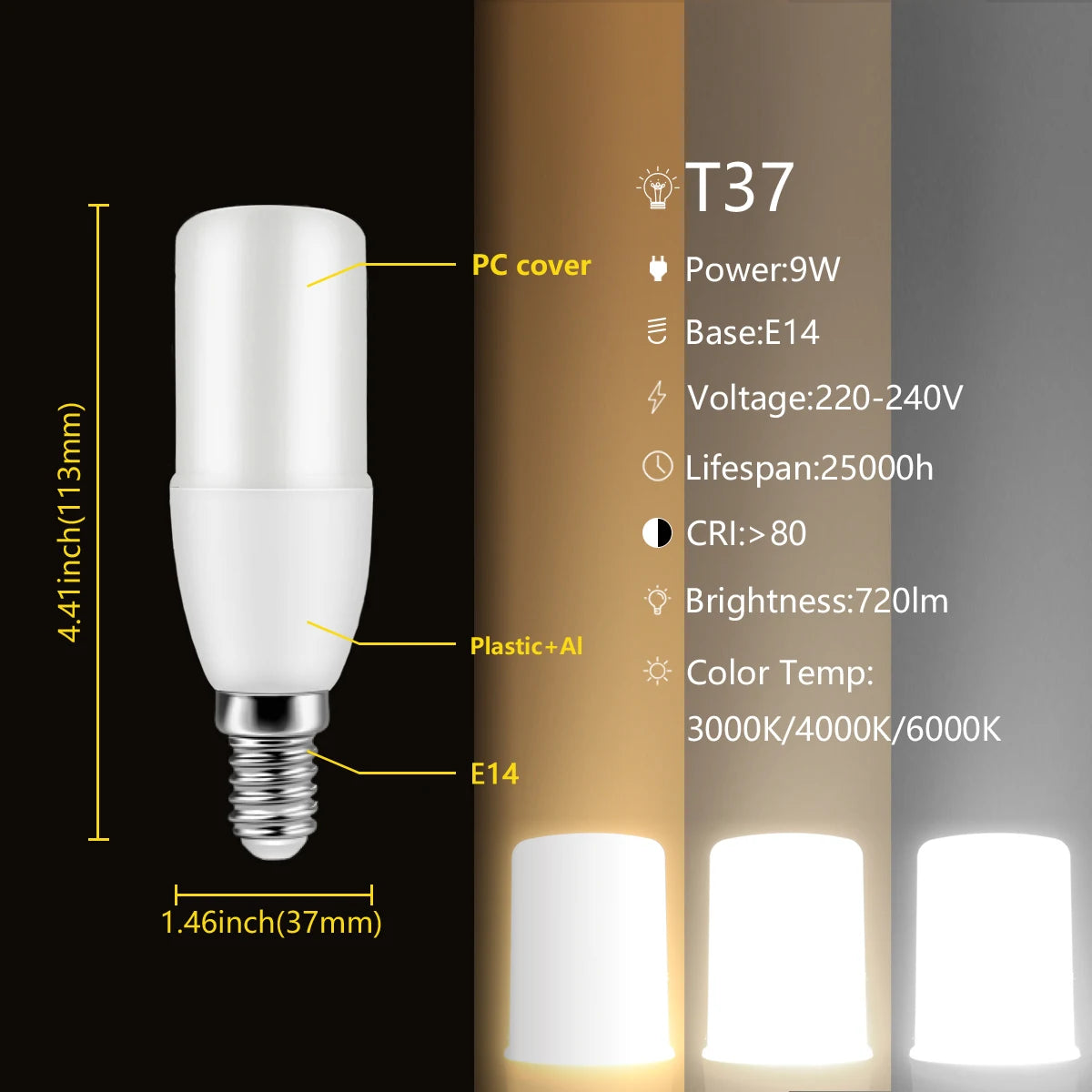 LED Candle Lamp 9W for Home & Office - E27/E14/B22