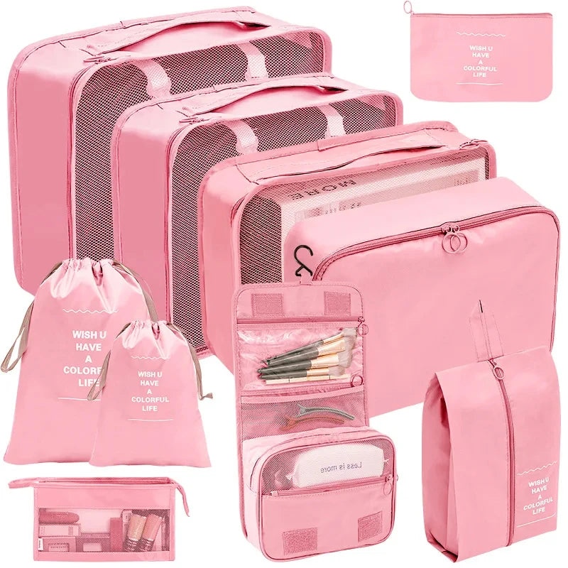 Travel Organizer Packing Cube Set – Up to 10 Pieces for Clothes, Shoes & Luggage
