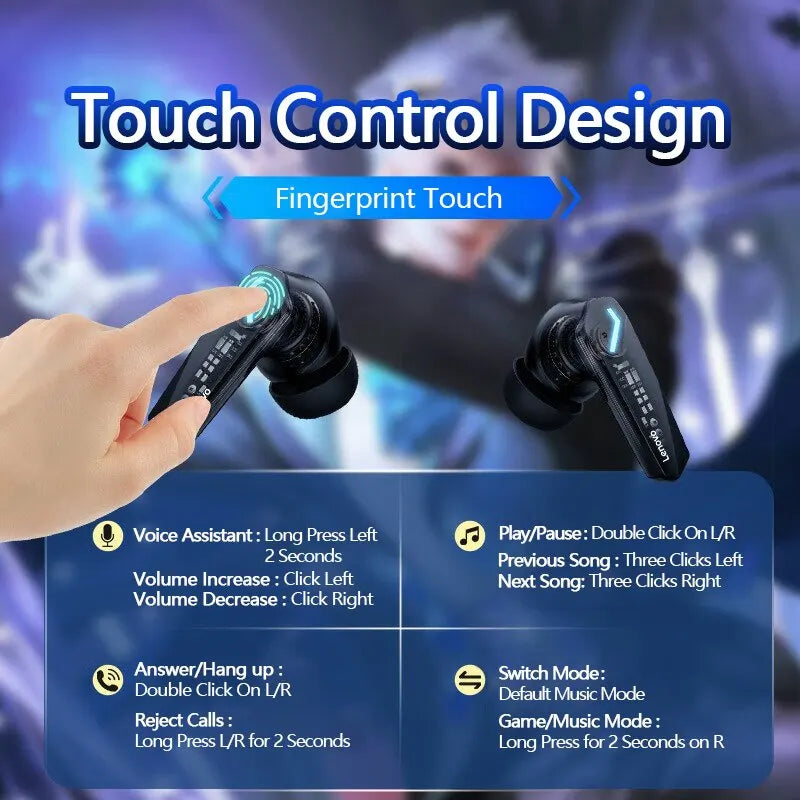 Lenovo GM2 Pro Wireless Earbuds – Bluetooth 5.3, Dual Mode, Low Latency Gaming Headset