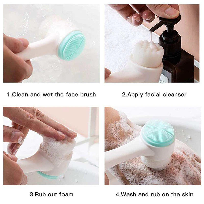 SilkGlow 3D Dual-Sided Silicone Facial Cleansing & Exfoliating Brush