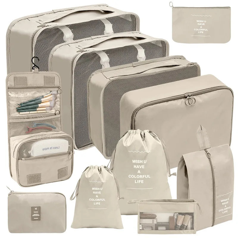 Travel Organizer Packing Cube Set – Up to 10 Pieces for Clothes, Shoes & Luggage
