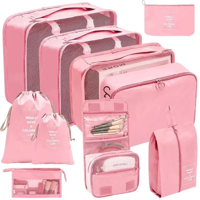 Travel Organizer Packing Cube Set – Up to 10 Pieces for Clothes, Shoes & Luggage