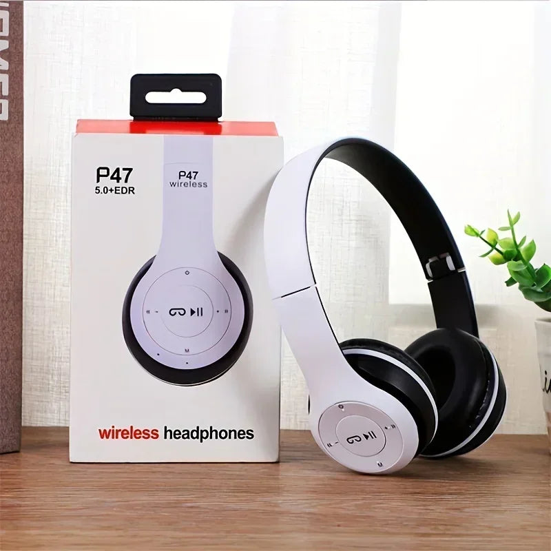 P47 Wireless Bluetooth Headphones – Stereo Sound, Mic, Noise Cancelling, for Sports & Gaming, PC Compatible