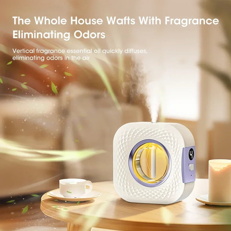 Smart Aroma Diffuser & Air Purifier – Digital Display, 4 Modes, Wall Mount/Tabletop, USB Rechargeable