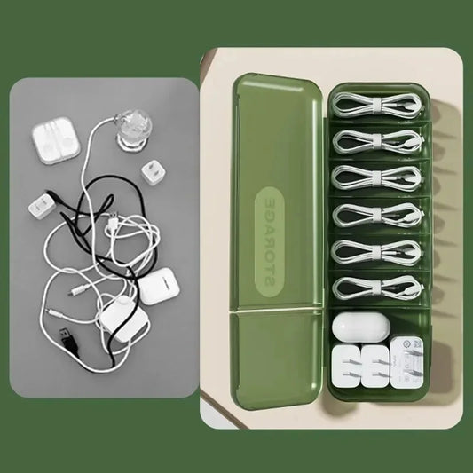 7-Compartment Cable Organizer Box – For Chargers, Cords & Travel Use