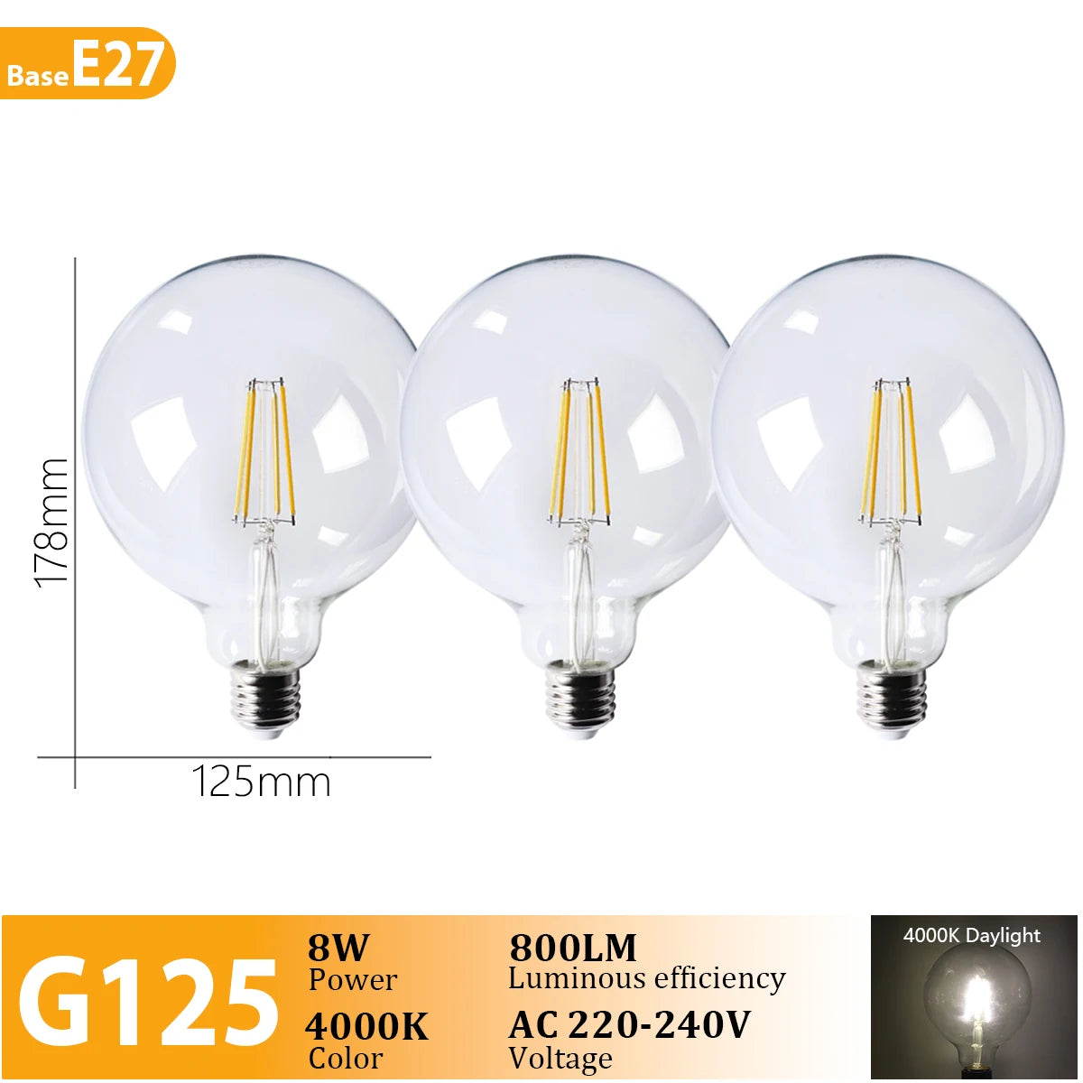 3PCS Vintage Edison LED Bulbs – E27/B22/E14 – Warm Retro Glass Light (C35/A60/ST64)