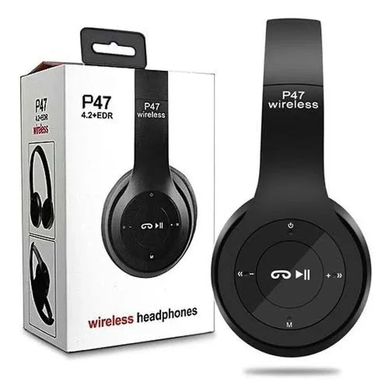P47 Wireless Bluetooth Headphones – Stereo Sound, Mic, Noise Cancelling, for Sports & Gaming, PC Compatible
