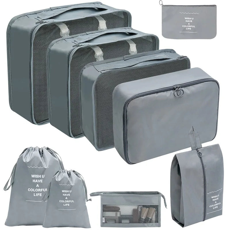 Travel Organizer Packing Cube Set – Up to 10 Pieces for Clothes, Shoes & Luggage