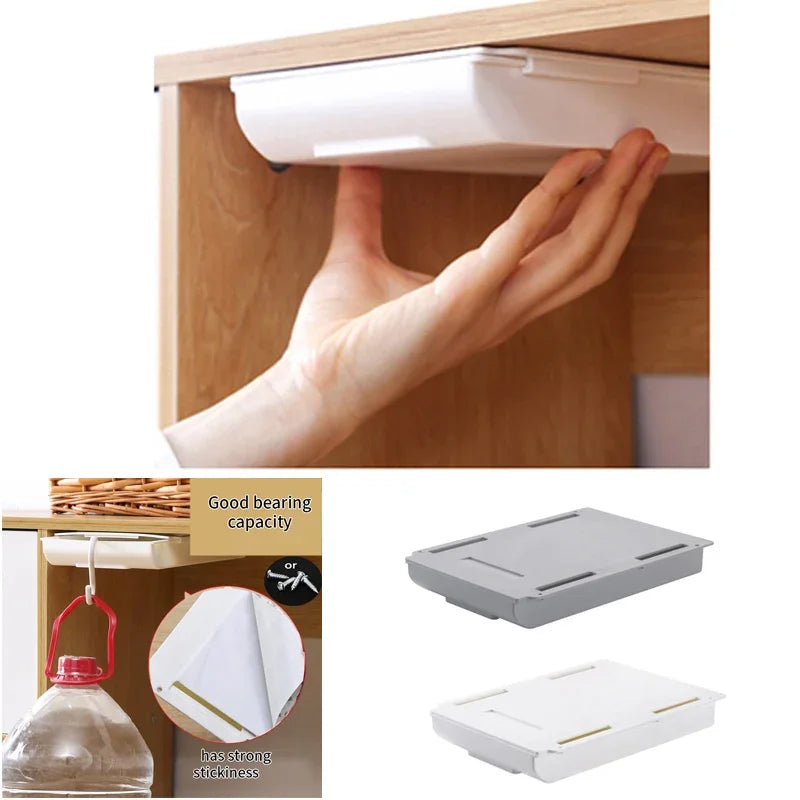 Hidden Under-Desk Storage Drawer – Self-Adhesive Organizer for Stationery & Accessories