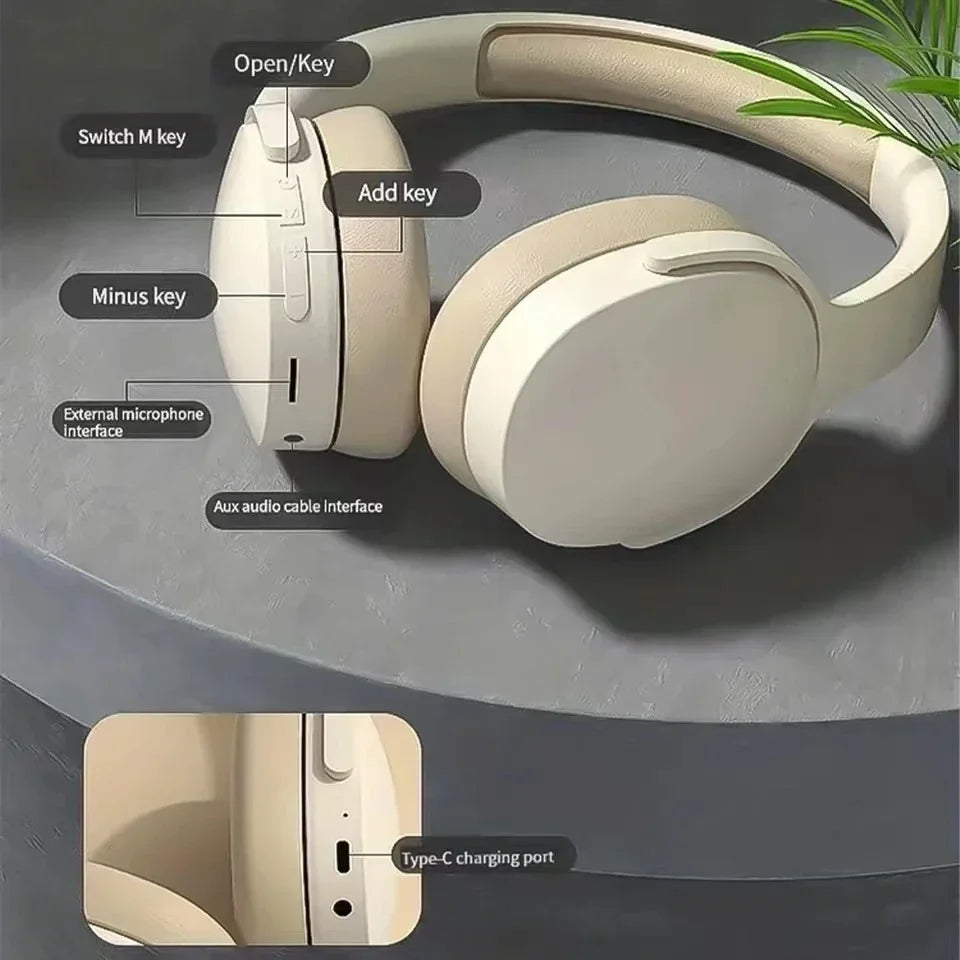 Wireless Bluetooth Headphones with Active Noise Cancellation – HIFI Stereo, Mic & Memory Card Support