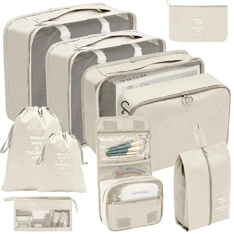 Travel Organizer Packing Cube Set – Up to 10 Pieces for Clothes, Shoes & Luggage