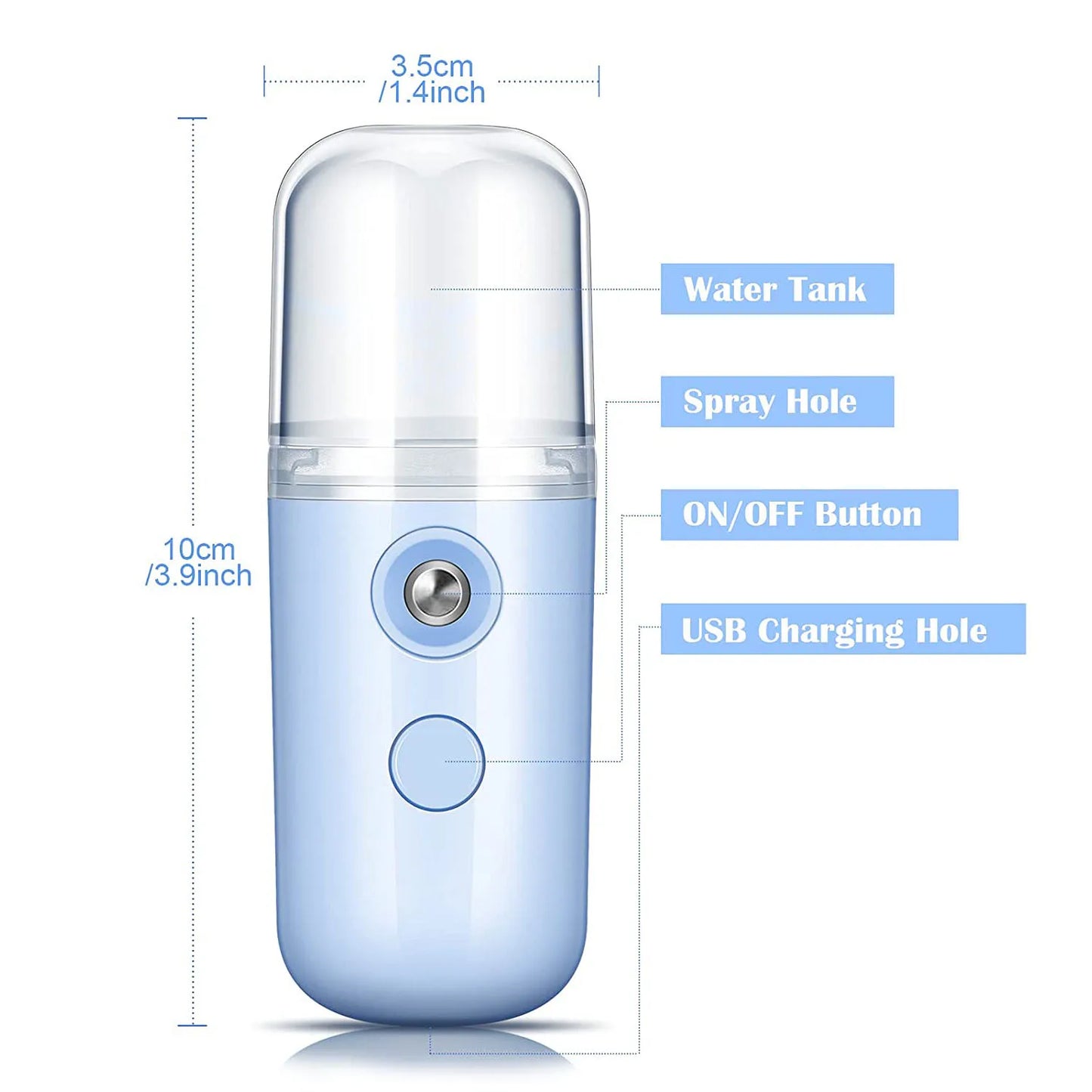 Mini Nano Facial Steamer – 30ml Portable Cool Mist Hydration Sprayer (Rechargeable & Wireless)
