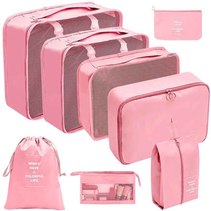 Travel Organizer Packing Cube Set – Up to 10 Pieces for Clothes, Shoes & Luggage