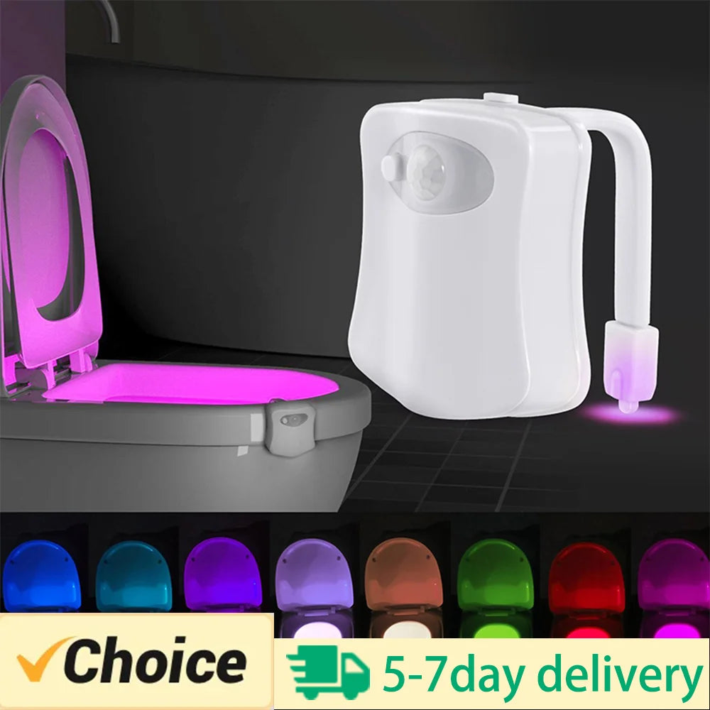 RGB Motion Sensor Toilet Night Light – 8 Colors LED Atmosphere Lamp