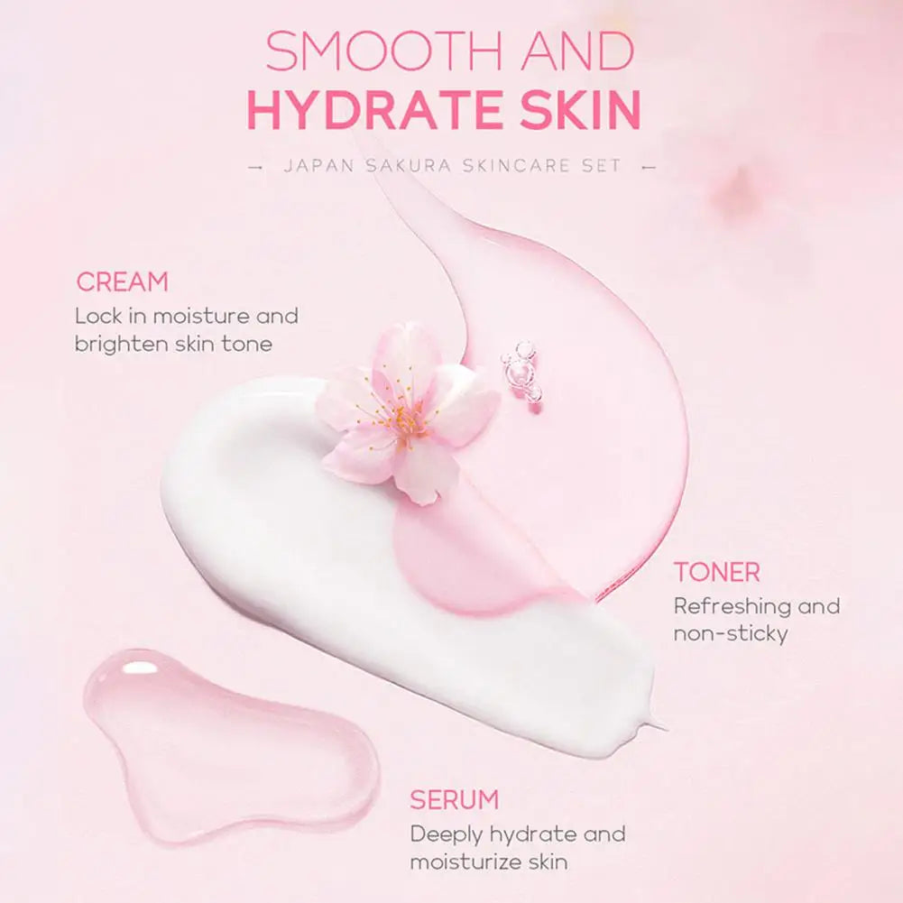 Sakura Skin Care Set – 5/6 Pieces Face Cream, Serum, Toner, Cleanser, Sunscreen & Eye Cream