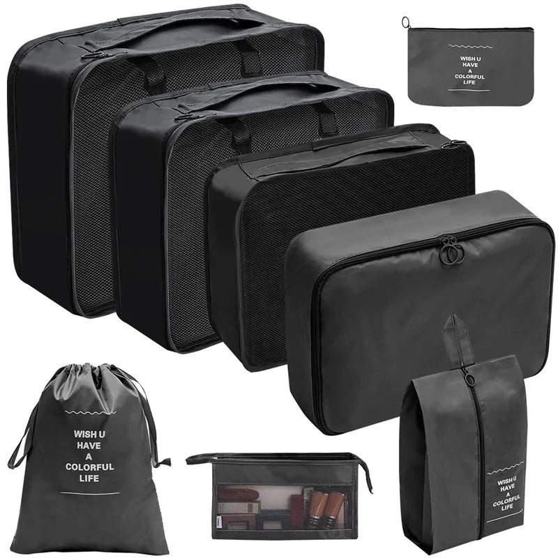 Travel Organizer Packing Cube Set – Up to 10 Pieces for Clothes, Shoes & Luggage