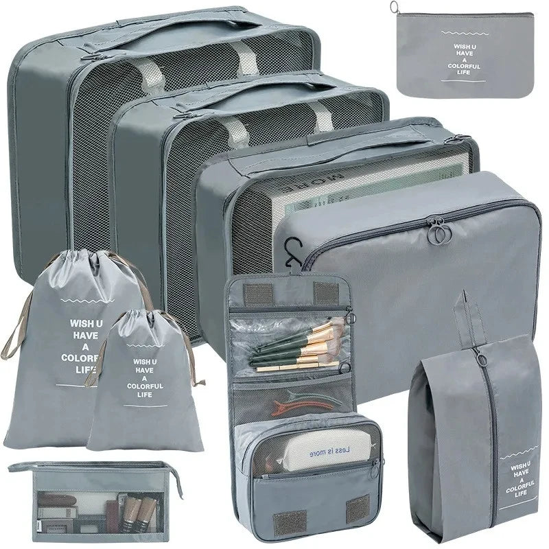Travel Organizer Packing Cube Set – Up to 10 Pieces for Clothes, Shoes & Luggage