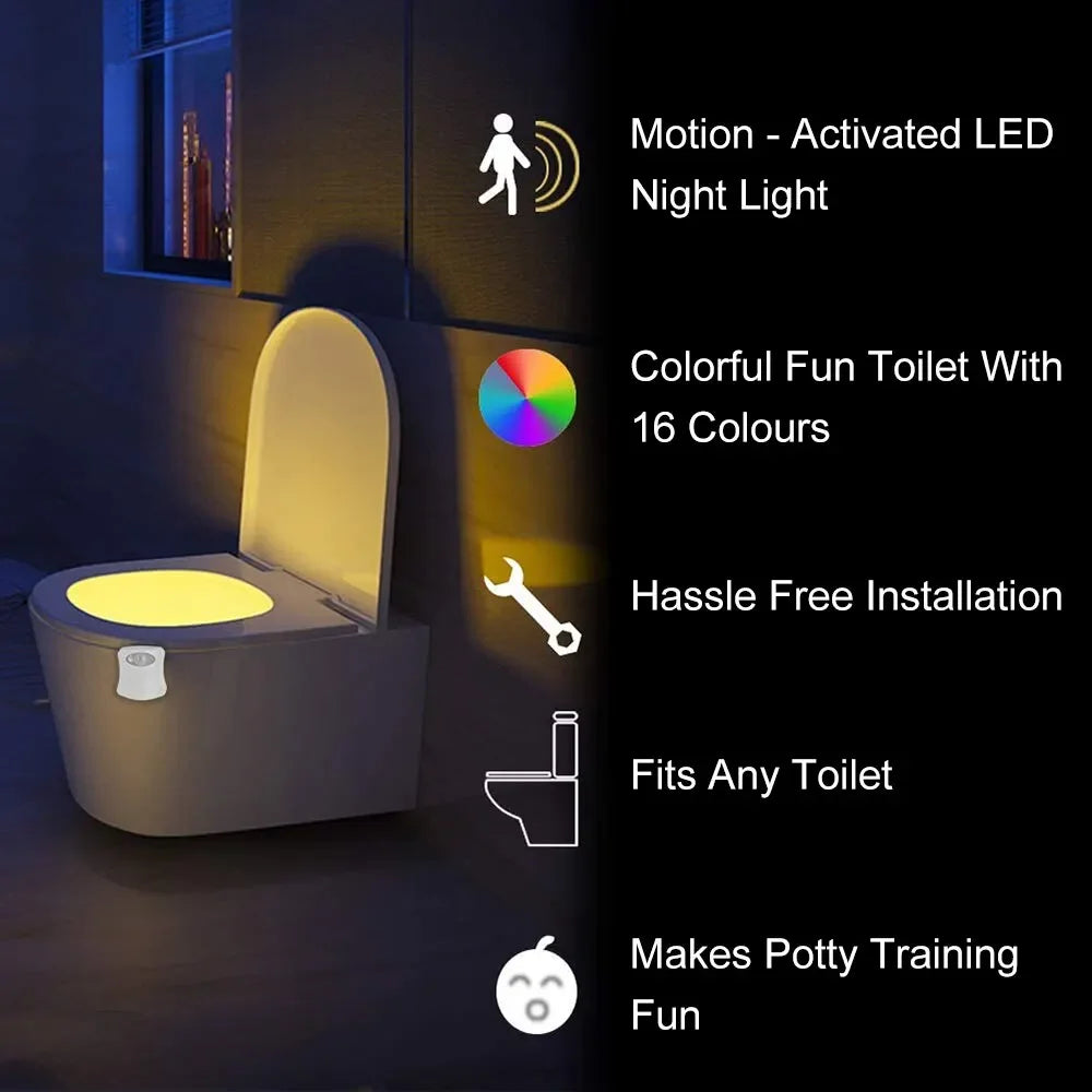 RGB Motion Sensor Toilet Night Light – 8 Colors LED Atmosphere Lamp
