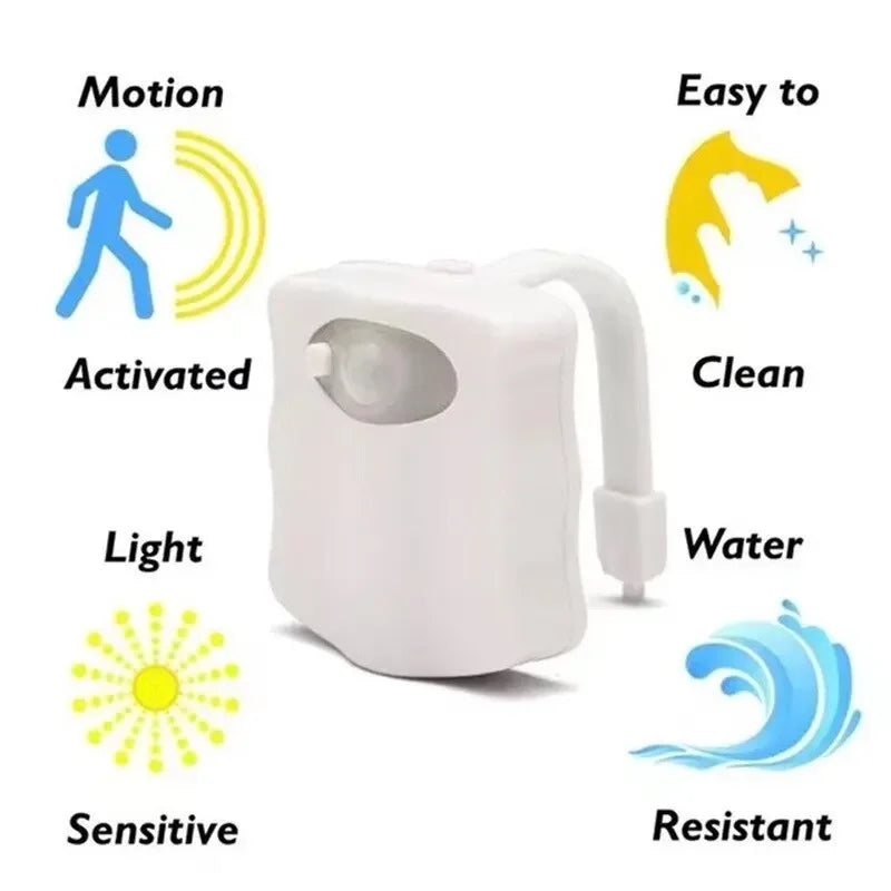 RGB Motion Sensor Toilet Night Light – 8 Colors LED Atmosphere Lamp