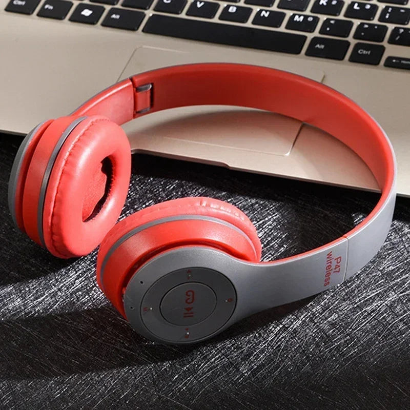 P47 Wireless Bluetooth Headphones – Stereo Sound, Mic, Noise Cancelling, for Sports & Gaming, PC Compatible