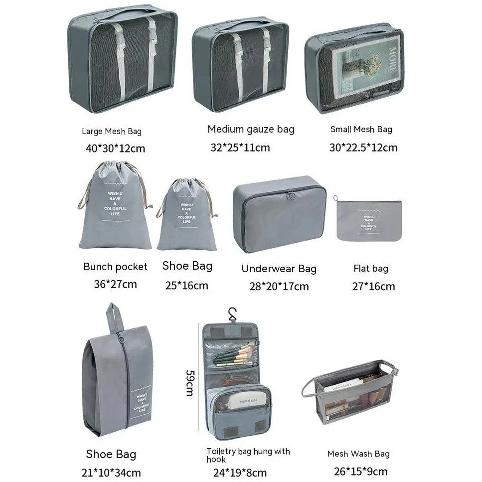 Travel Organizer Packing Cube Set – Up to 10 Pieces for Clothes, Shoes & Luggage