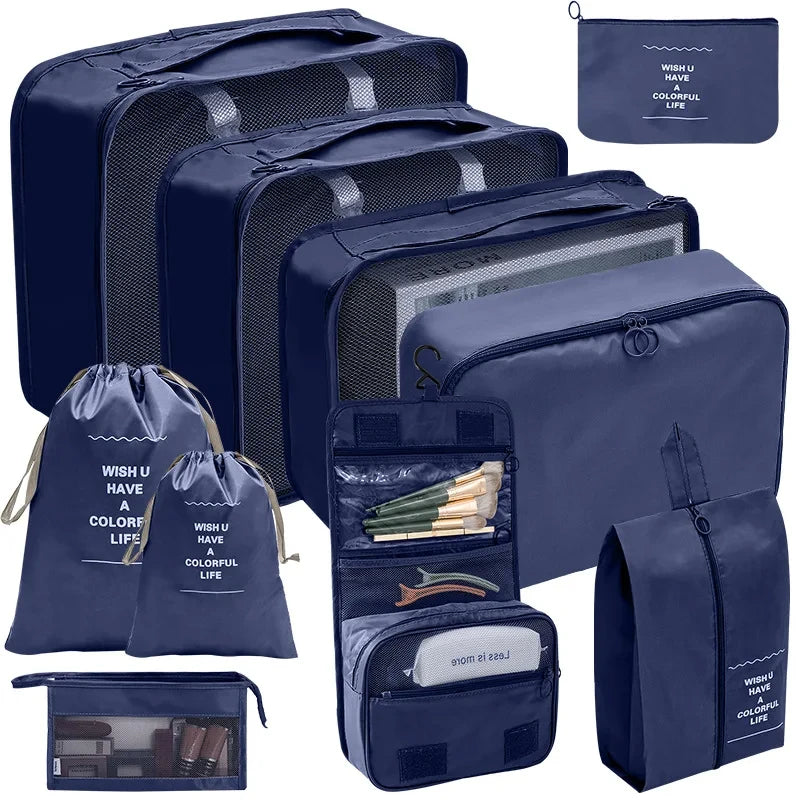 Travel Organizer Packing Cube Set – Up to 10 Pieces for Clothes, Shoes & Luggage