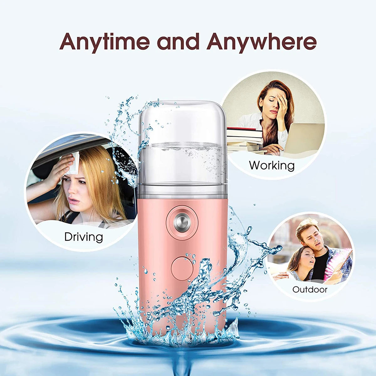 Mini Nano Facial Steamer – 30ml Portable Cool Mist Hydration Sprayer (Rechargeable & Wireless)