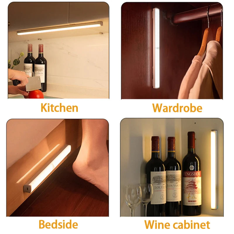Rechargeable Motion Sensor LED Light – Wireless Night Lamp for Cabinet, Wardrobe & Stairs