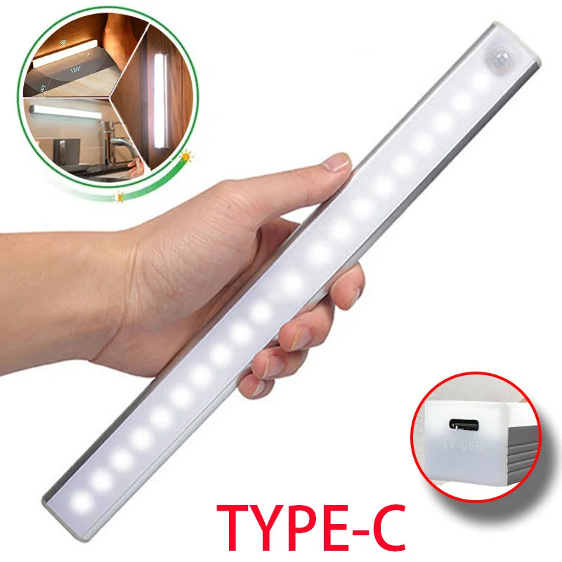 Rechargeable Motion Sensor LED Light – Wireless Night Lamp for Cabinet, Wardrobe & Stairs
