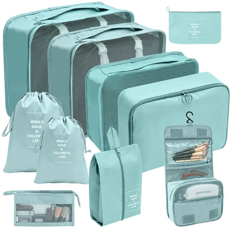 Travel Organizer Packing Cube Set – Up to 10 Pieces for Clothes, Shoes & Luggage