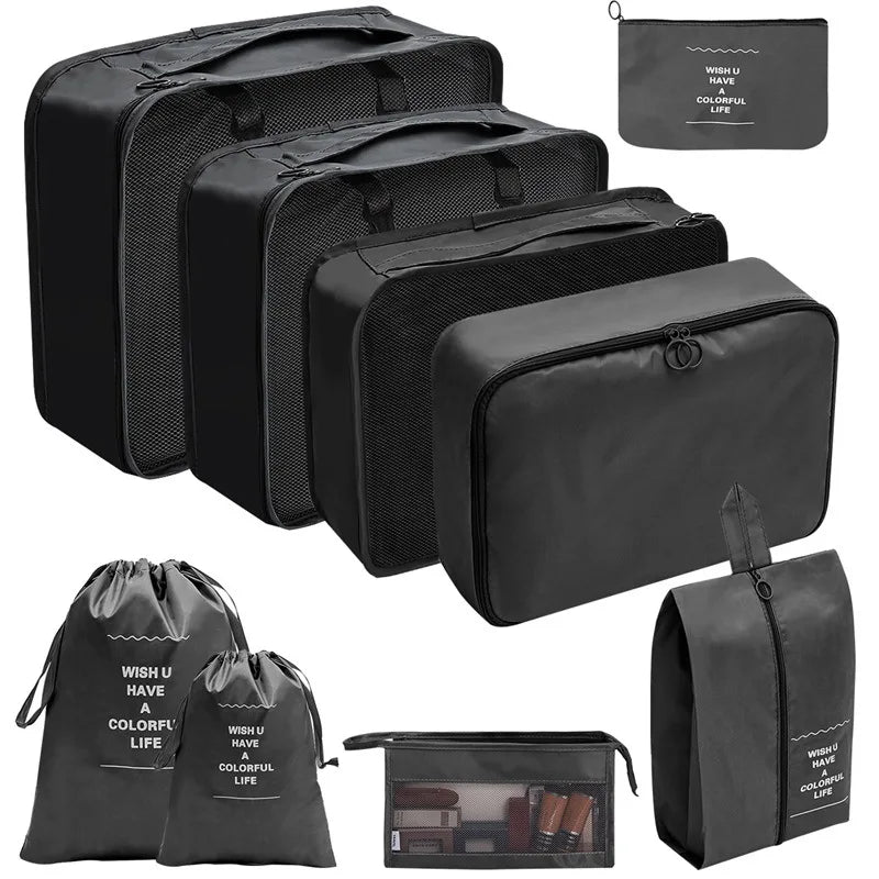 Travel Organizer Packing Cube Set – Up to 10 Pieces for Clothes, Shoes & Luggage