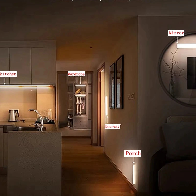 Motion Sensor LED Night Light – Wireless, Rechargeable, Type-C, for Cabinets & Stairs