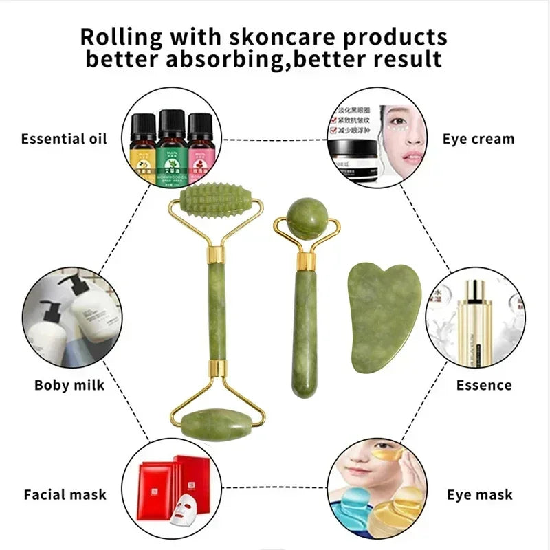 Pure Glow Jade Roller & Gua Sha Massage Set