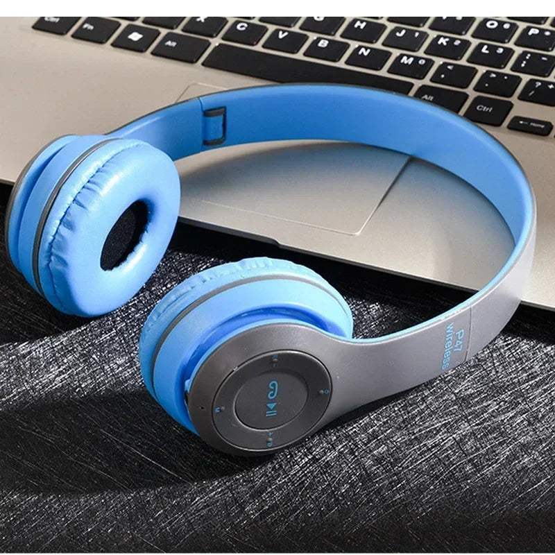 P47 Wireless Bluetooth Headphones – Stereo Sound, Mic, Noise Cancelling, for Sports & Gaming, PC Compatible