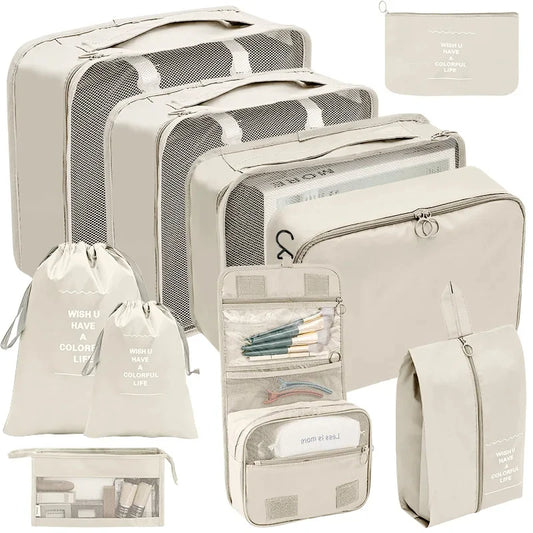 Travel Organizer Packing Cube Set – Up to 10 Pieces for Clothes, Shoes & Luggage