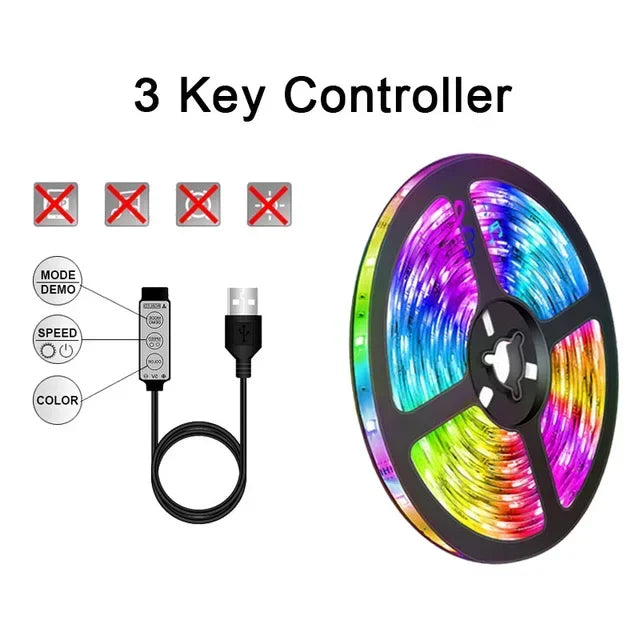 USB RGB LED Strip Lights – App Controlled, Colour Changing, Flexible Tape for TV & Room Decor