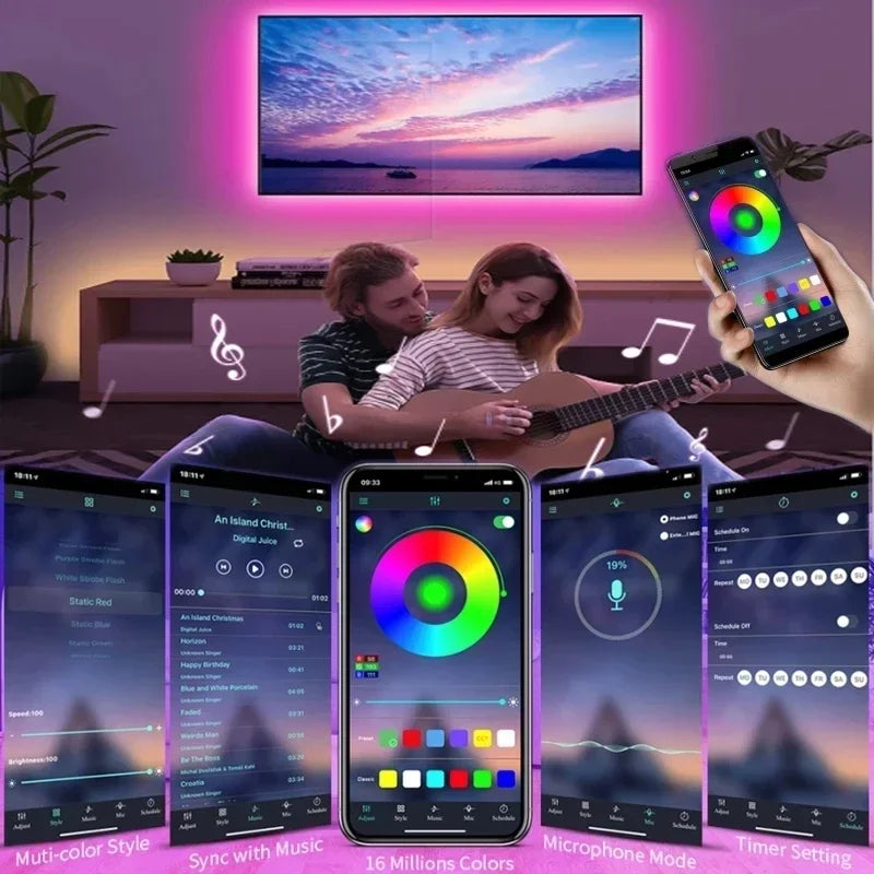 USB RGB LED Strip Lights – App Controlled, Colour Changing, Flexible Tape for TV & Room Decor