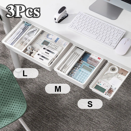 Hidden Under-Desk Storage Drawer – Self-Adhesive Organizer for Stationery & Accessories